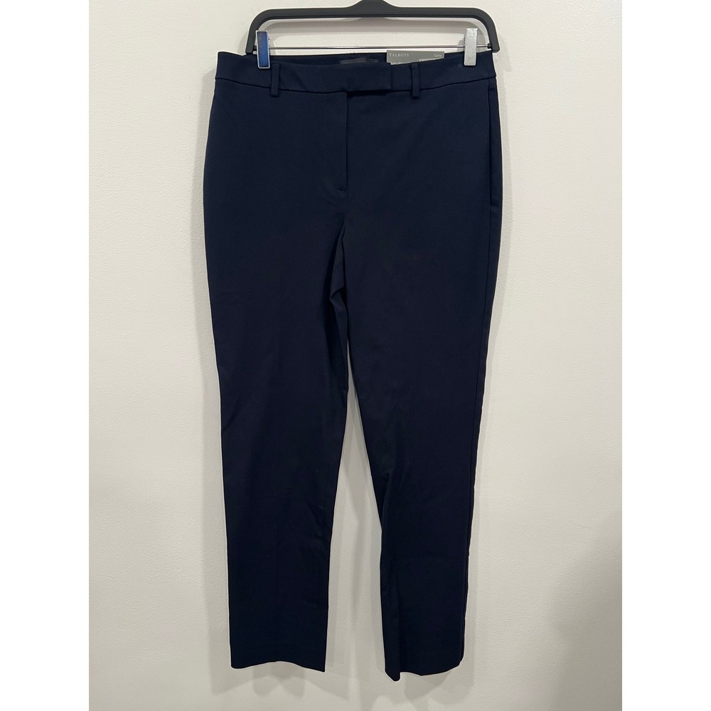Talbots High-Waist Straight Pant Women 8 Navy New Curvy Full-Length Professional